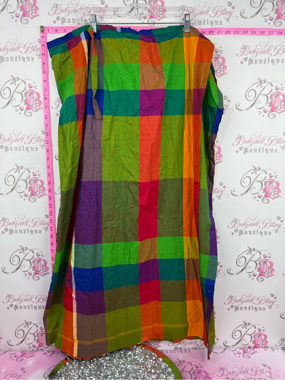 KELANI 1980 skirt patch plaid Vibrant Multicolor Plaid Midi Skirt